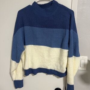 Blue and white sweater